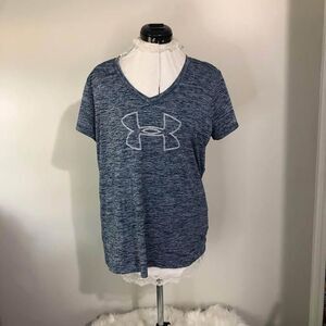 XL Under Armour Short Sleeve Tee Shirt  21” pit-pit 27” length V Neck C4265